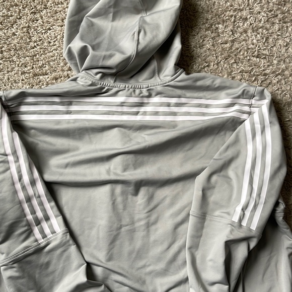 EUC Adidas Aeroready Gray/White Stripes Primegreen Zip Up Hoodie Jacket Size 2XL - Picture 7 of 10